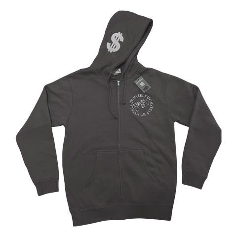 COOL GREY CIRCLE STACK PREMIUM ZIP UP HOODIE